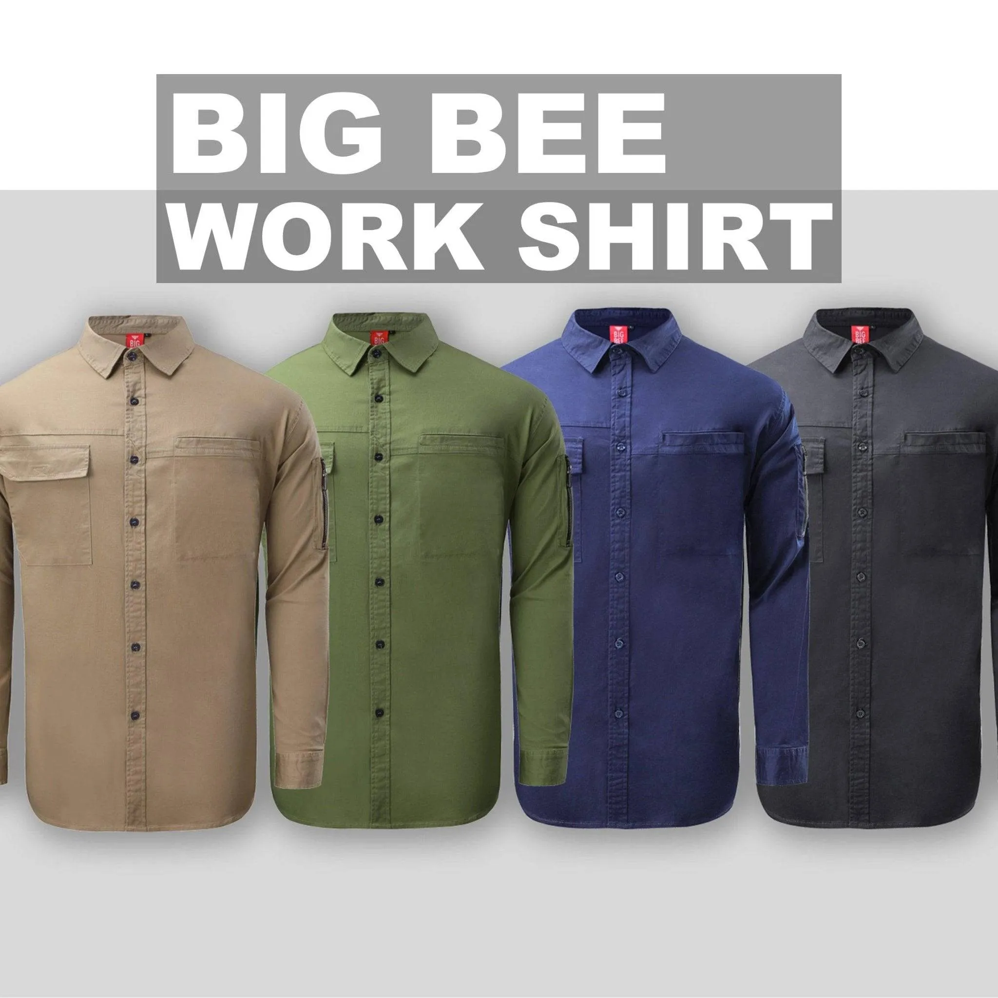 Big Bee PULSE Mens Work Shirts, Stretch Cotton