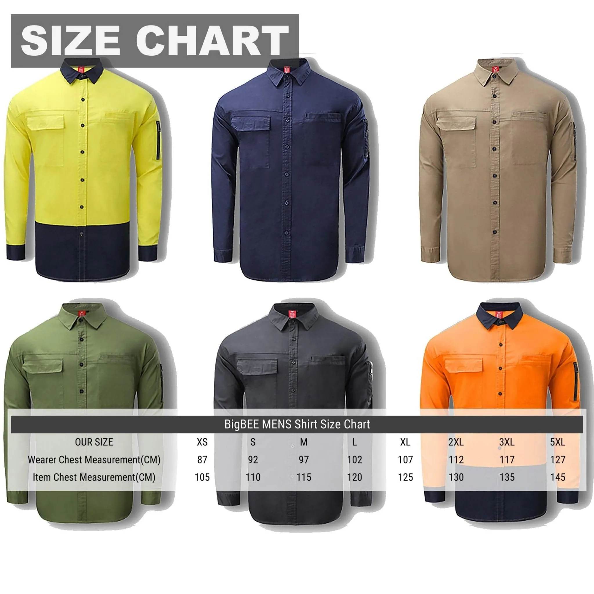 Big Bee PULSE Mens Work Shirts, Stretch Cotton