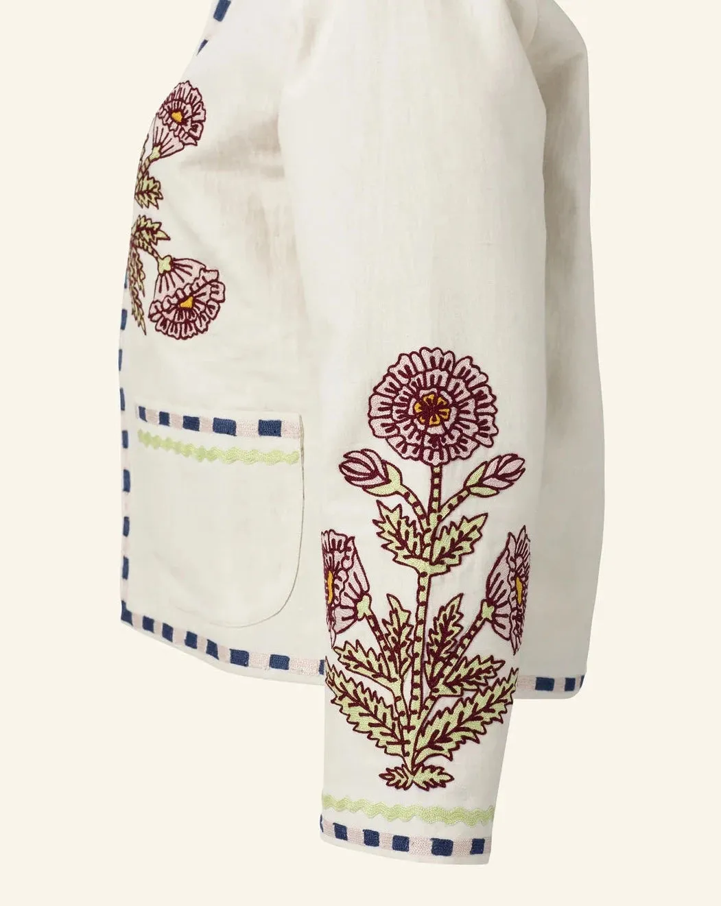 Big Bloom Embroidered Jacket, Off-White Jacket