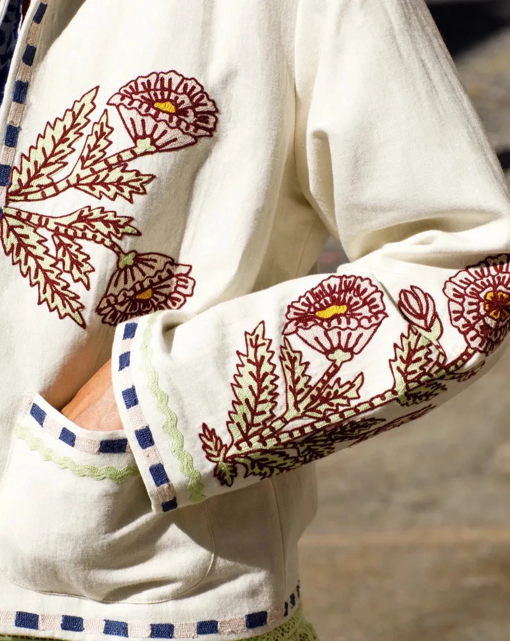 Big Bloom Embroidered Jacket, Off-White Jacket