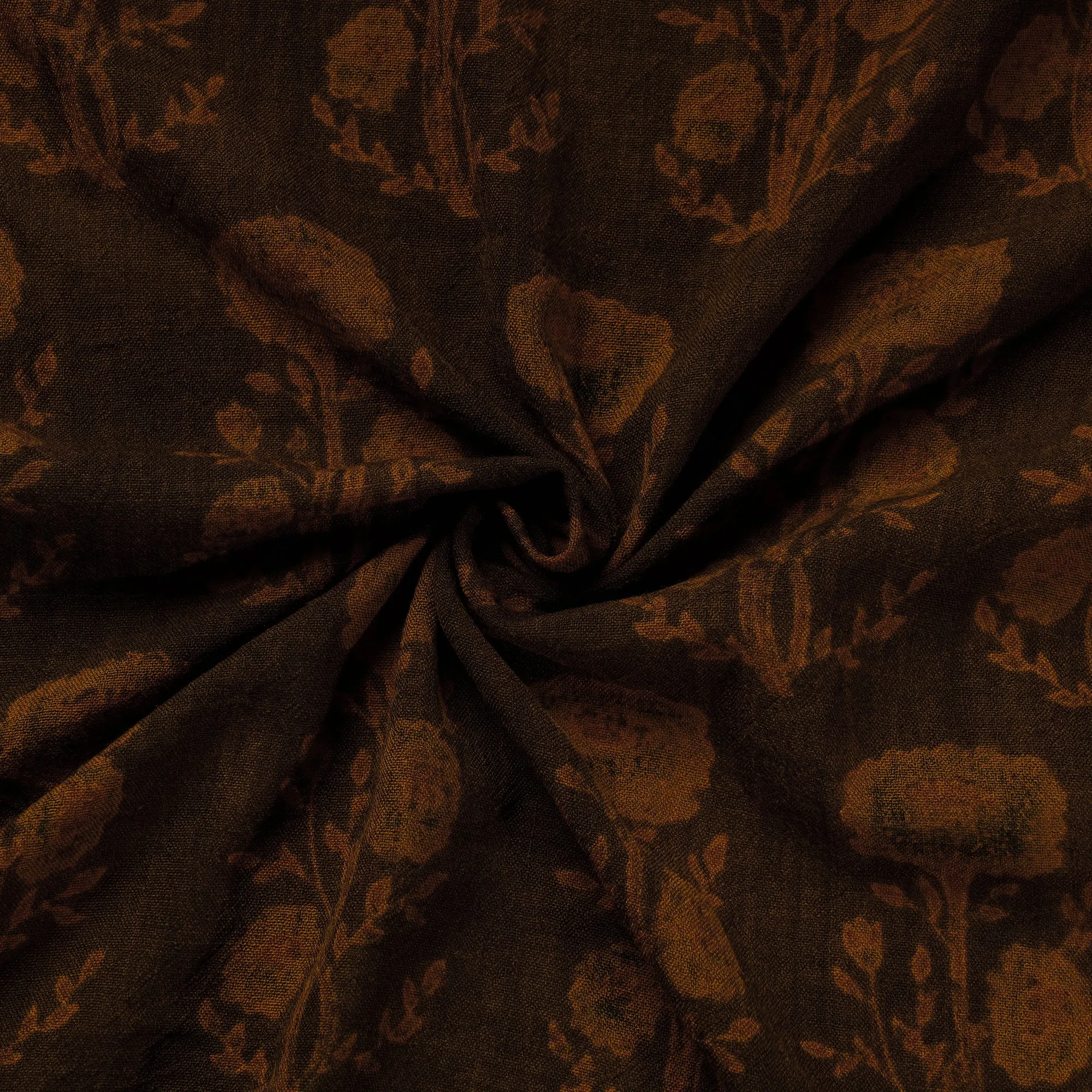 Big Butta's On Brown Pure Wool Handloom Ajrakh Hand Block Printed Fabric