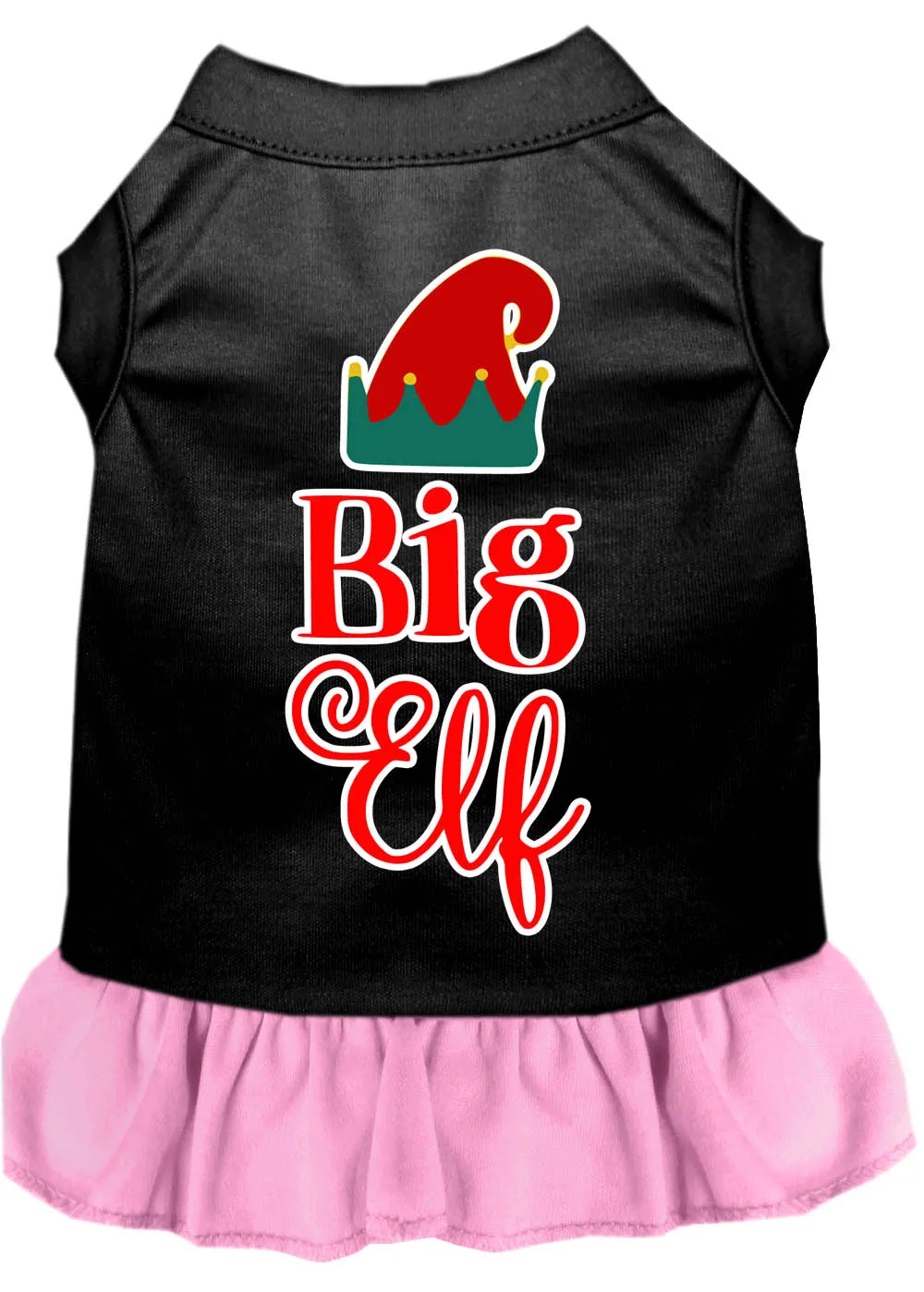 Big Elf Screen Print Dog Dress Black With Light Pink Xs