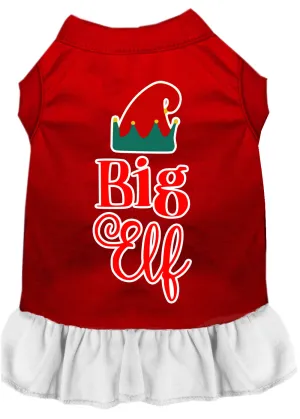 Big Elf Screen Print Dog Dress Red With White Xs