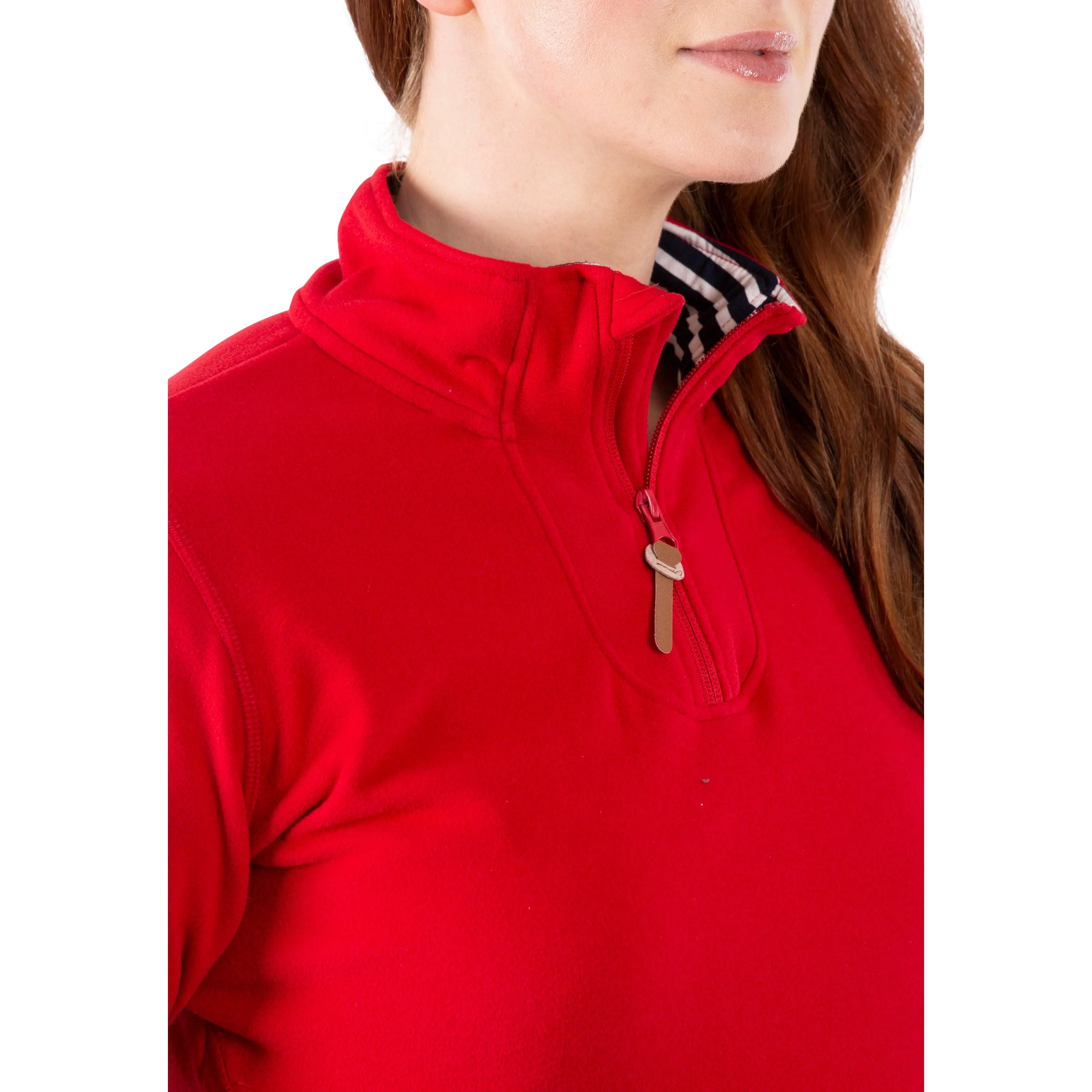 Big Heart Women's Heavier Half Zip Fleece Top in Red