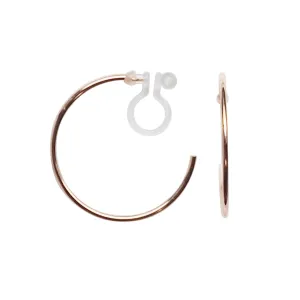 Big Invisible Clip On Hoop Earrings (Rose Gold tone)