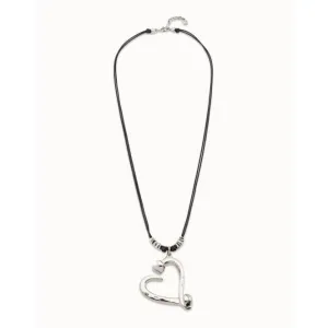 Big Love Silver Leather Necklace