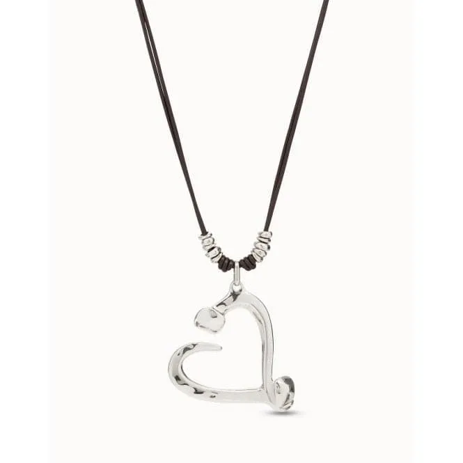 Big Love Silver Leather Necklace