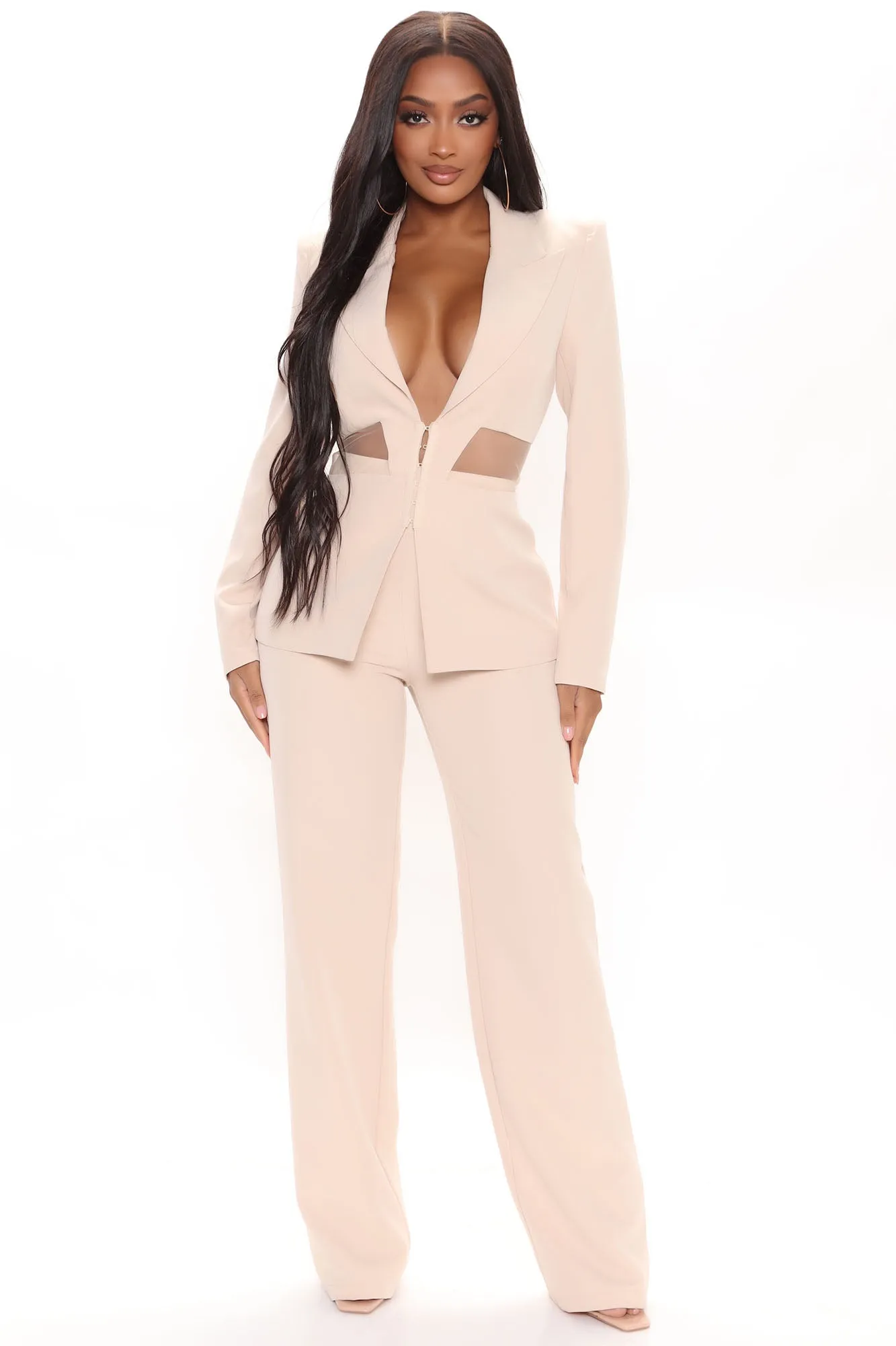 Big Plans Blazer Pant Set - Nude