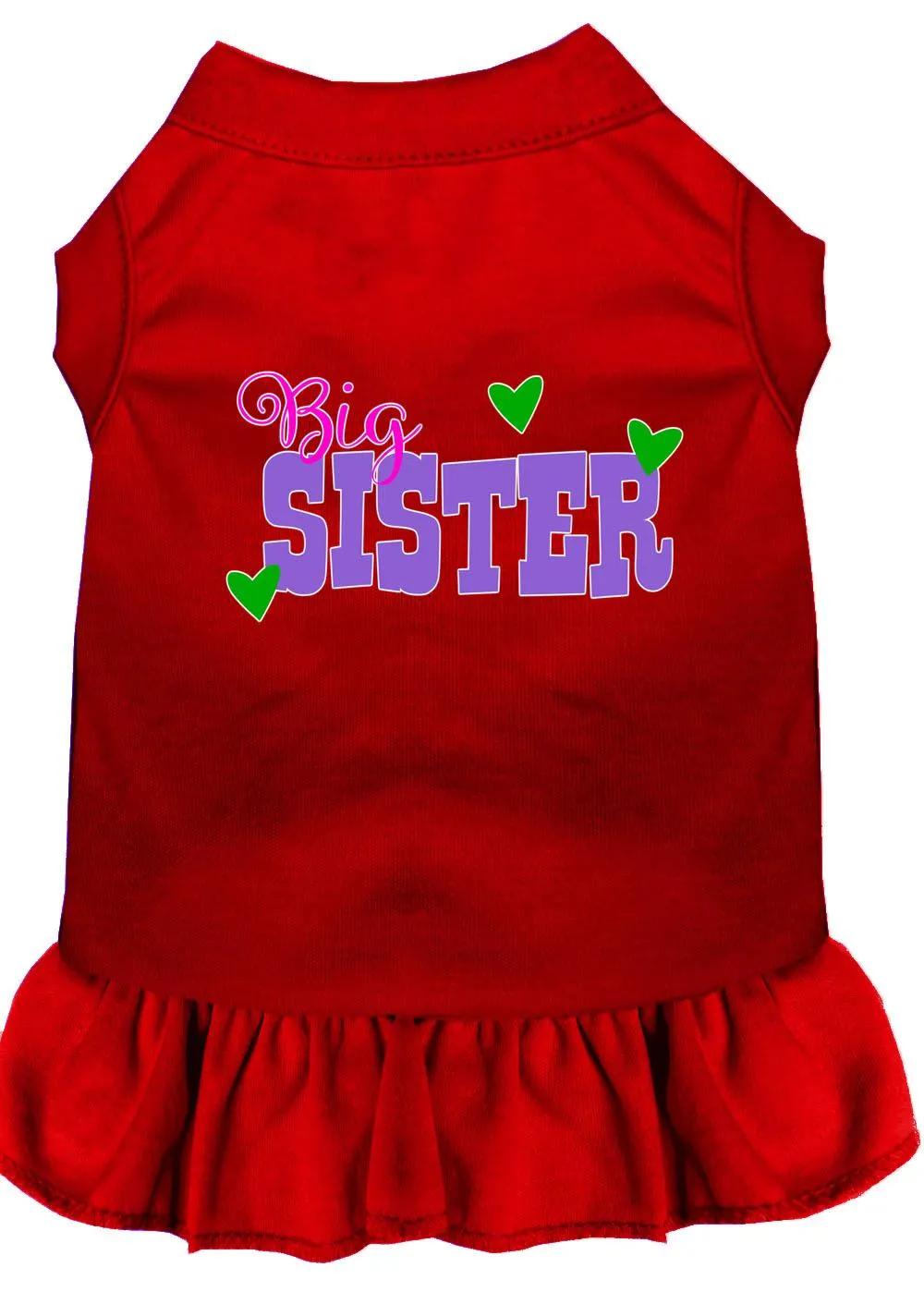 Big Sister Screen Print Dog Dress Red Xl