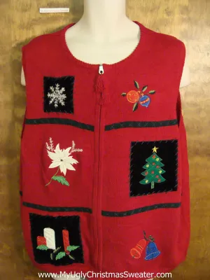 Big Size Red Festive Christmas Sweater Vest