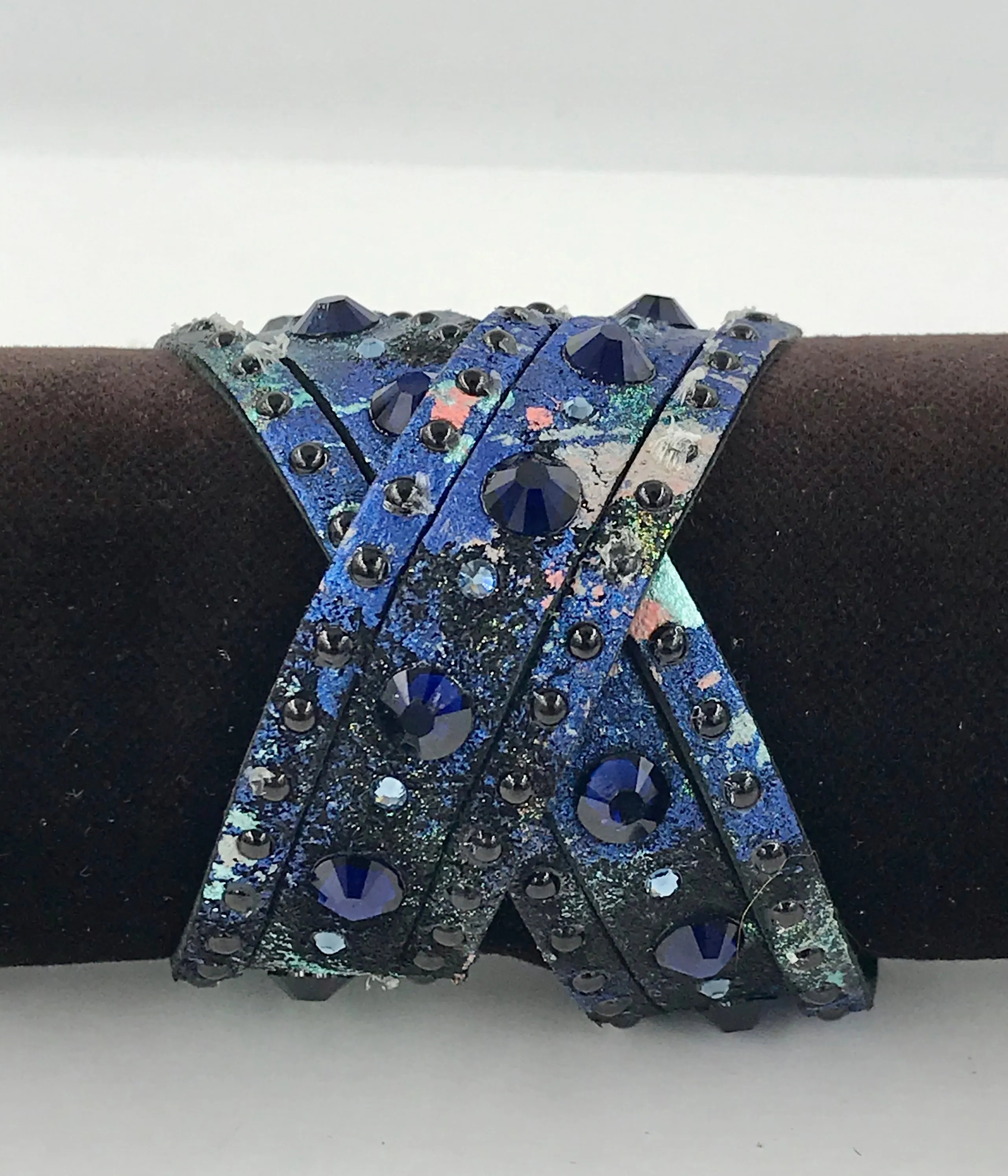 Big Stone Triple Treat - Bracelet/Choker/Boot Cuff - "Indigo Girl"