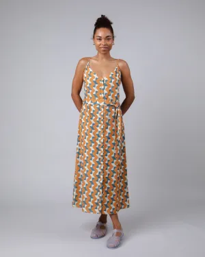 Big Tiles Long Dress Ochre