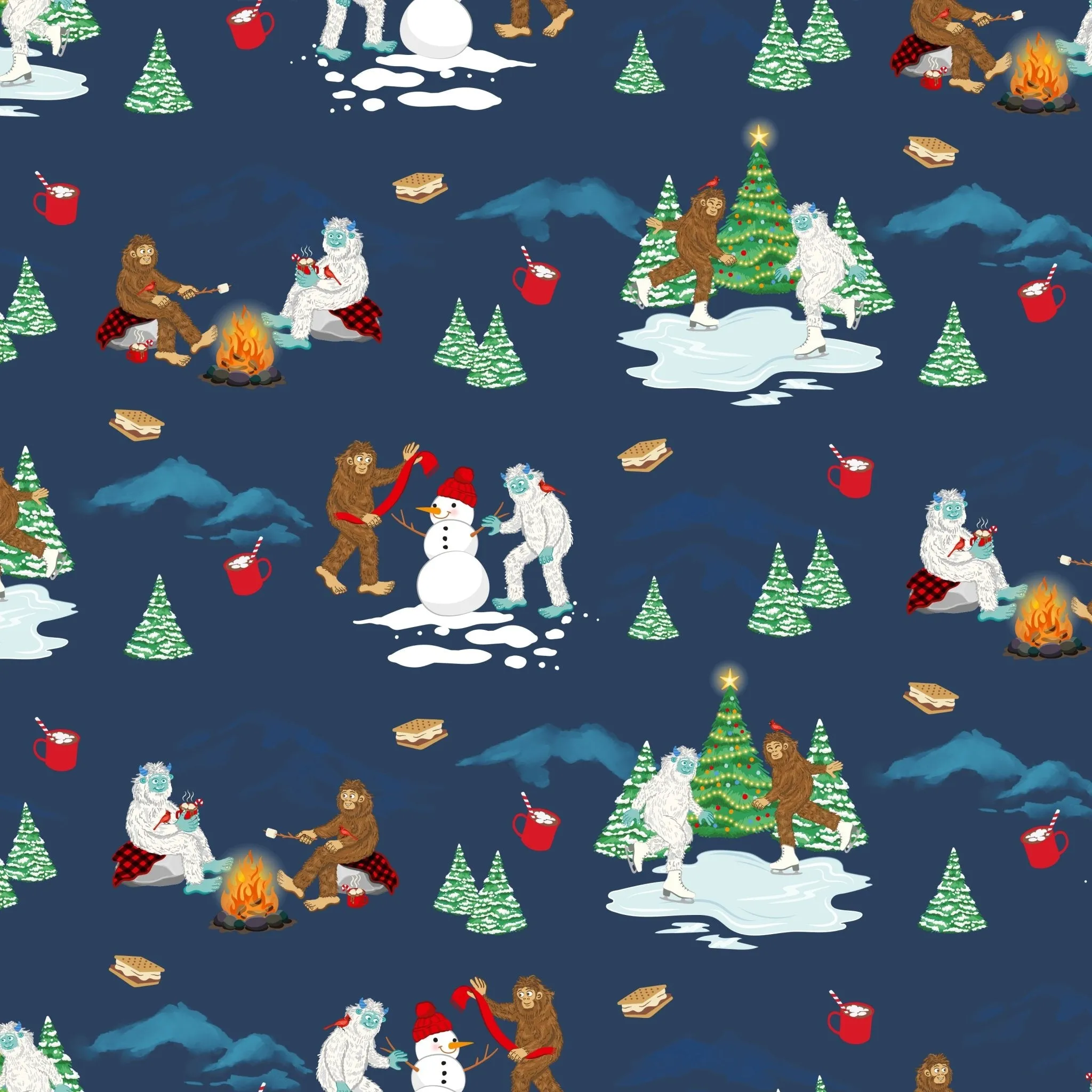 Bigfoot & Yeti Winter Wonderland Long Sleeve Pajama Set (2T-12Y)