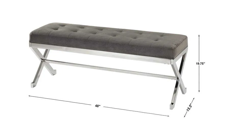 Bijou Gray Fabric Bench