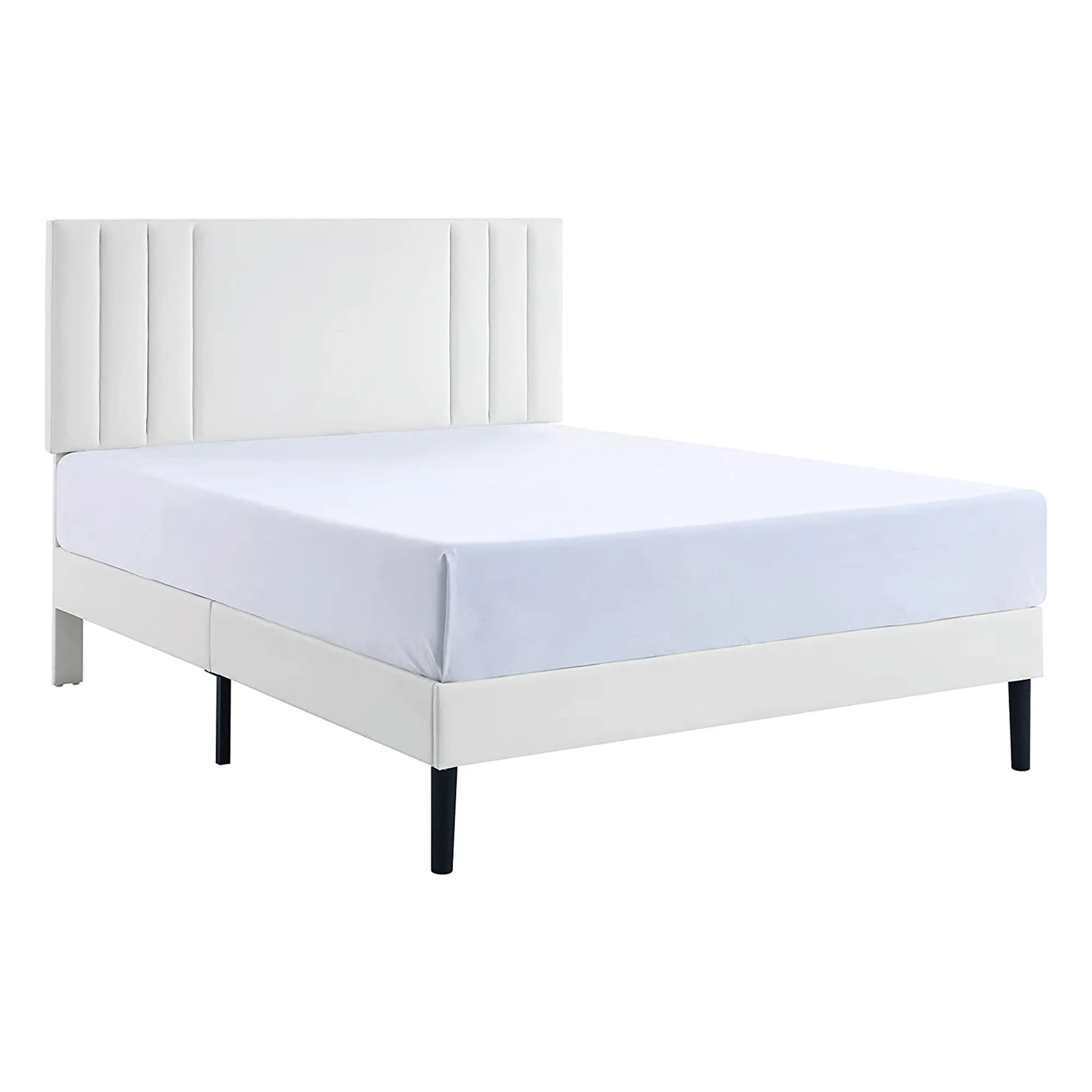 BIKAHOM Tufted Upholstered Platform Bed Frame w/ Headboard, Queen (Open Box)