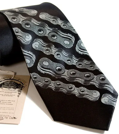 Bike Chain Stripe Silk Necktie