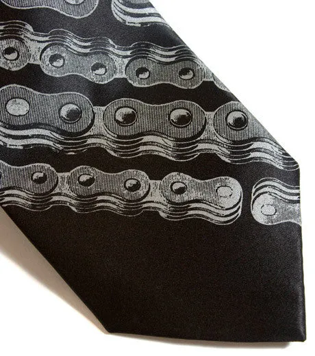 Bike Chain Stripe Silk Necktie