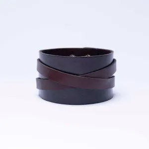 Biker leather bracelet - Brown