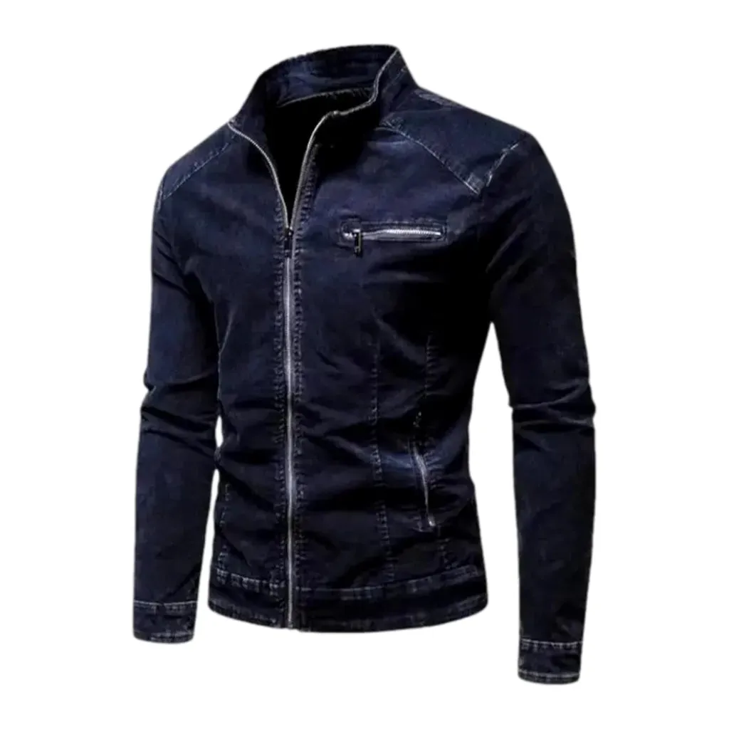 Biker style men's denim jacket