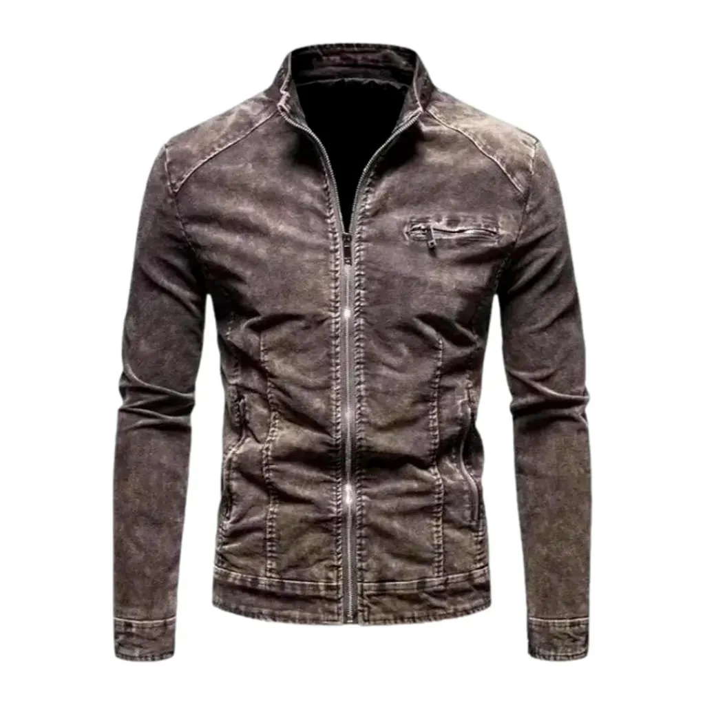 Biker style men's denim jacket