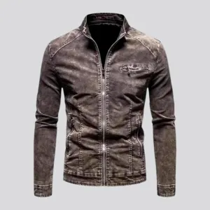 Biker style men's denim jacket