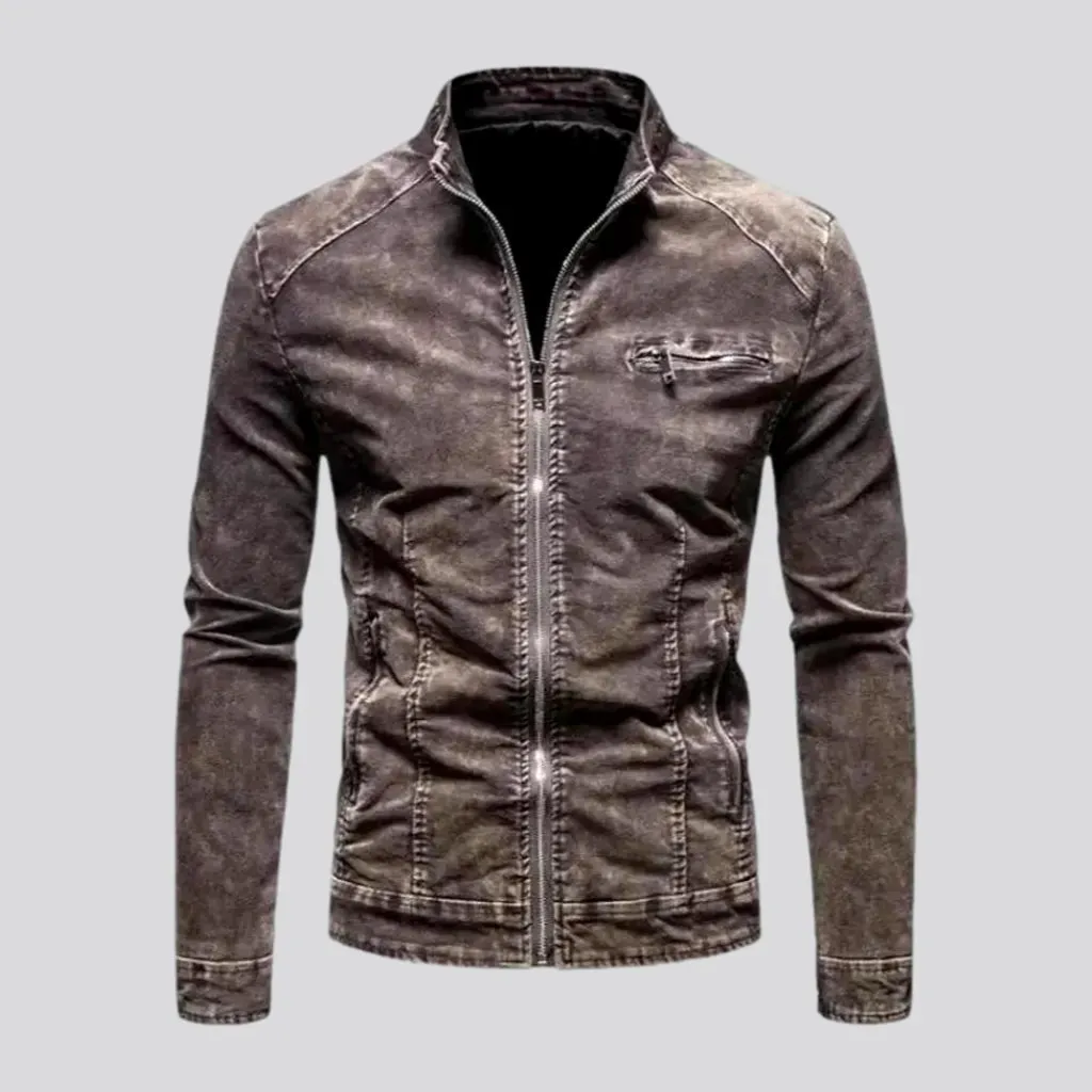 Biker style men's denim jacket