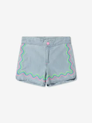 Billieblush Girls Embroidered Denim Shorts in Blue