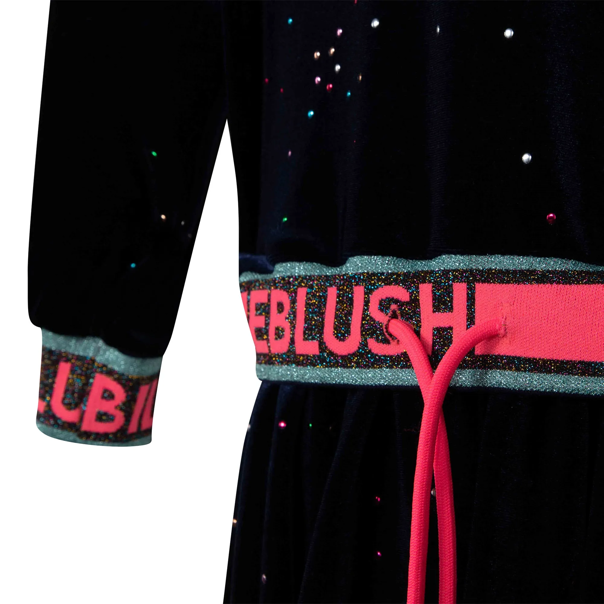 BILLIEBLUSH GLITTER VELVET DRESS WITH ELASTIC LOGO WAIST