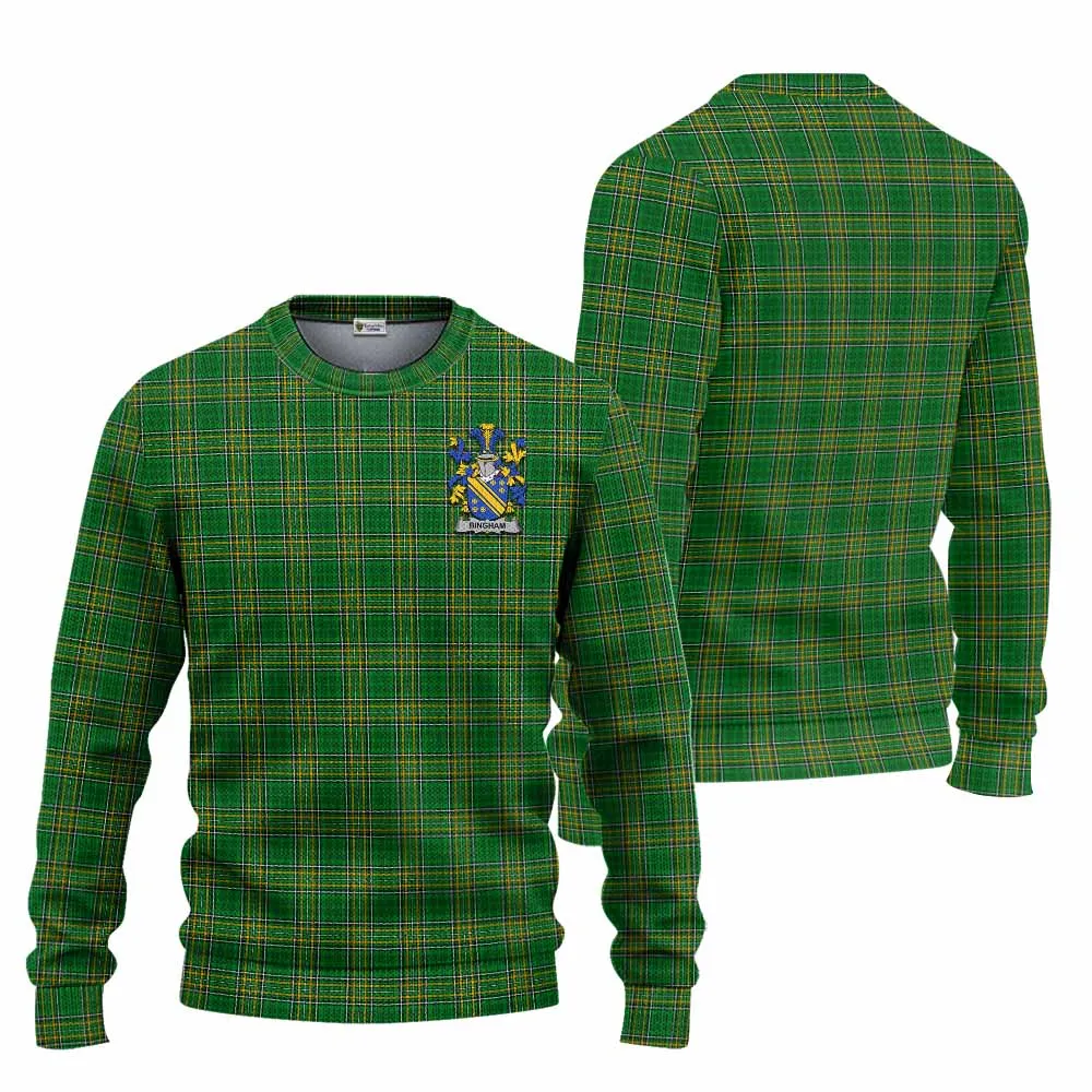 Bingham Irish Clan Tartan Knitted Sweater with Coat of Arms