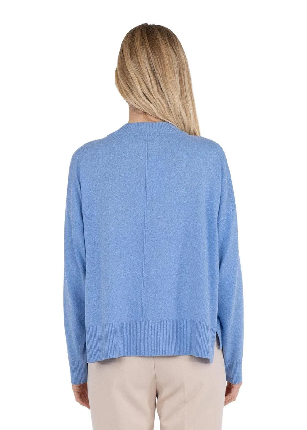 Binni Solid Knit Blouse - Sky Blue