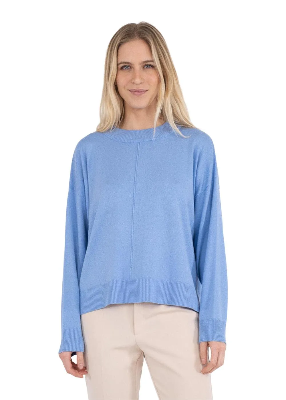 Binni Solid Knit Blouse - Sky Blue