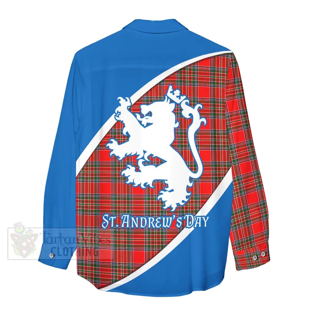 Binning Family Crest Tartan Women's Casual Shirt Celebrate Saint Andrew's Day in Style