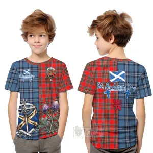 Binning Tartan Kid T-Shirt Happy St. Andrew's Day Half Tartan Style