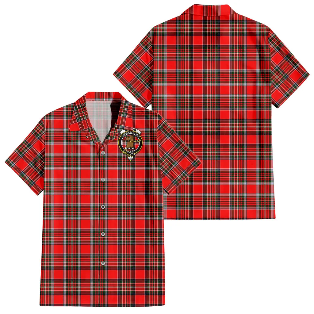 Binning Tartan Short Sleeve Button Down Shirt with Family Crest