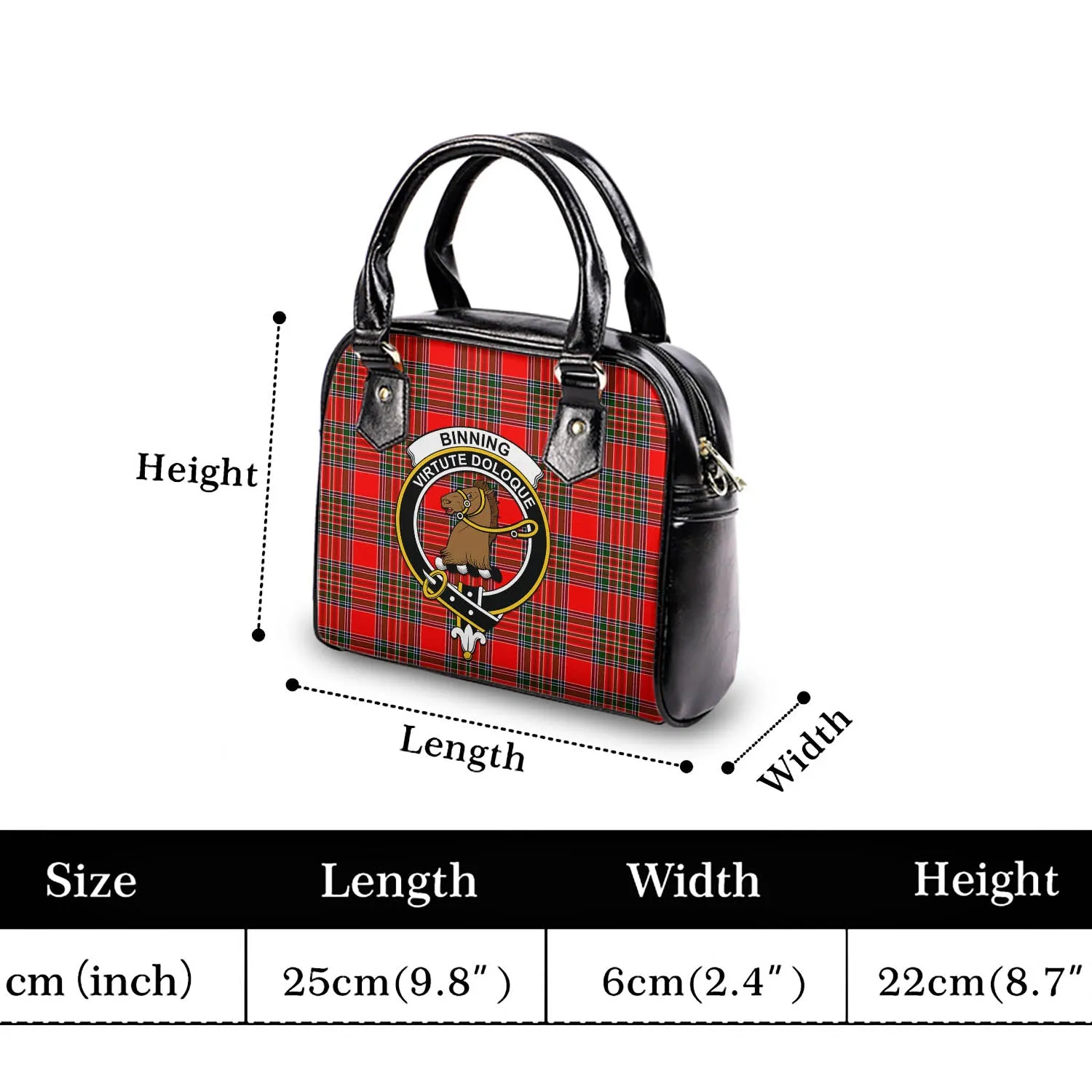 Binning Tartan Shoulder Handbags with Family Crest