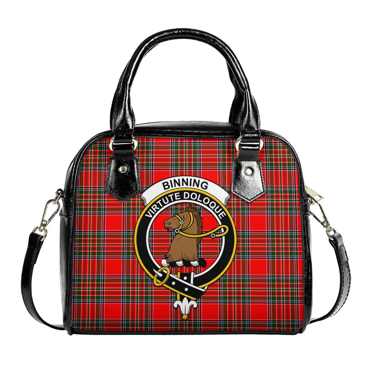 Binning Tartan Shoulder Handbags with Family Crest