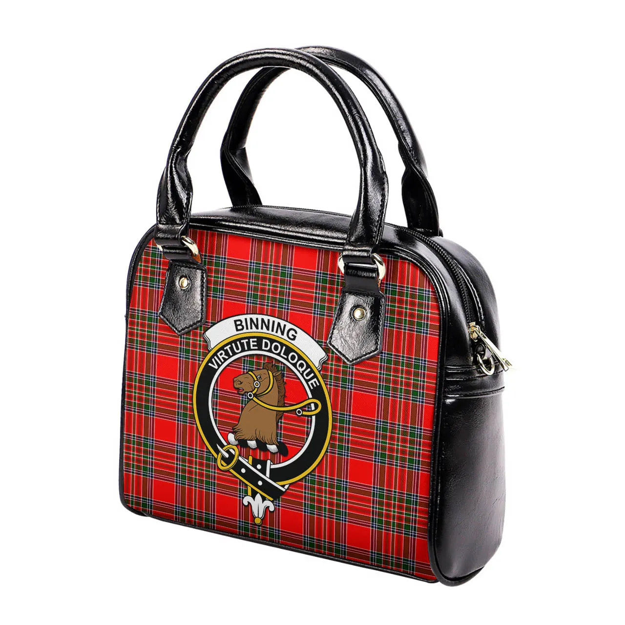 Binning Tartan Shoulder Handbags with Family Crest