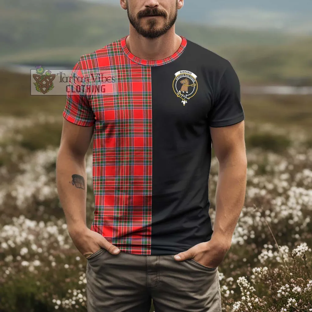 Binning Tartan T-Shirt with Family Crest and Half Of Me Style