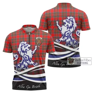 Binning Tartan Zipper Polo Shirt with Alba Gu Brath Regal Lion Emblem