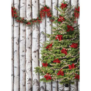 Birch Wall Christmas Printed Backdrop