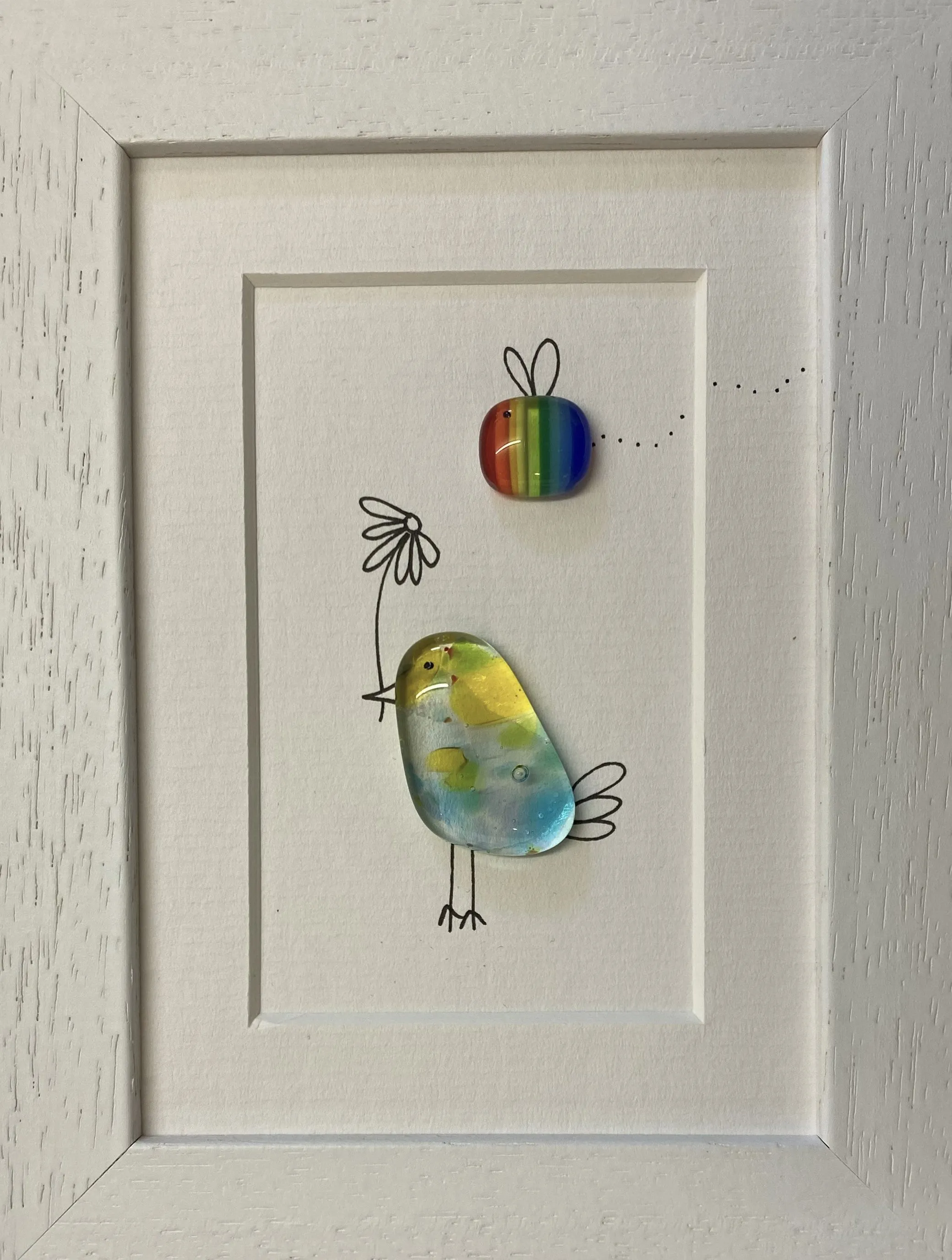 Bird & Bee - Fused Glass and Illustration (NB187)