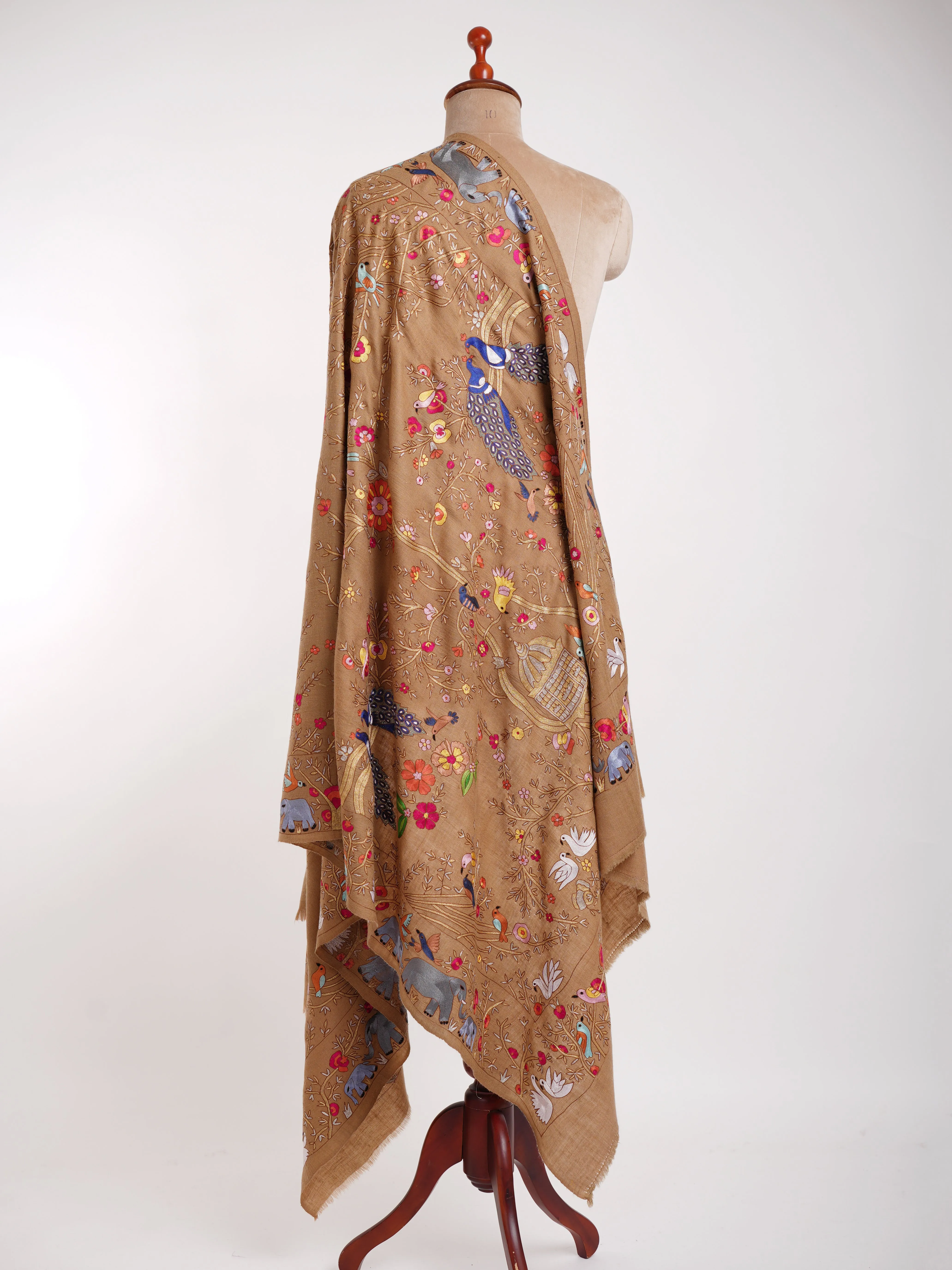 Birdie Kalamkari Handmade Pashmina Shawl