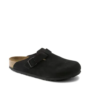 Birkenstock Boston Suede Soft Footbed Clog in Black