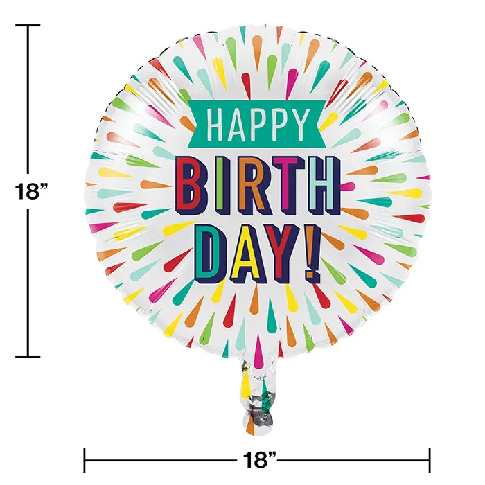 Birthday Burst Metallic Balloon 18"