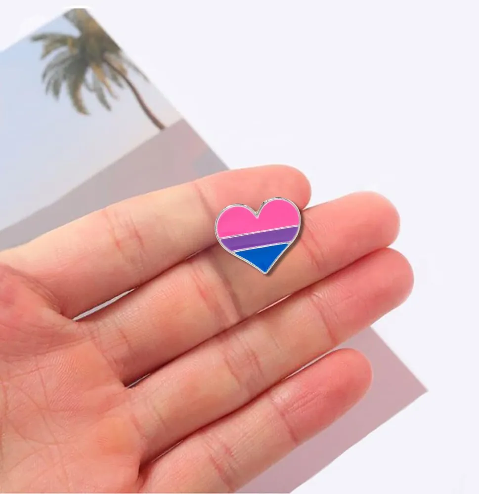 Bisexual Heart Shaped Flag Pins