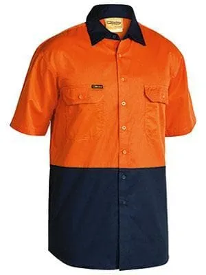 Bisley Workwear Cool Lightweight Hi Vis Drill Shirt Short Sleeve BS1895