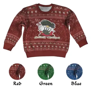 Bisset Clan Christmas Kid Ugly Sweater with Gnome Playing Bagpipes