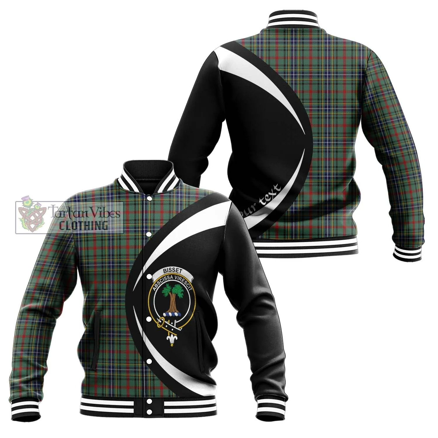 Bisset Tartan Baseball Jacket with Family Crest Circle Style