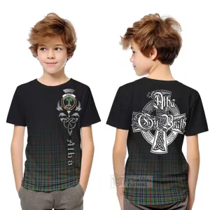 Bisset Tartan Kid T-Shirt Featuring Alba Gu Brath Family Crest Celtic Inspired