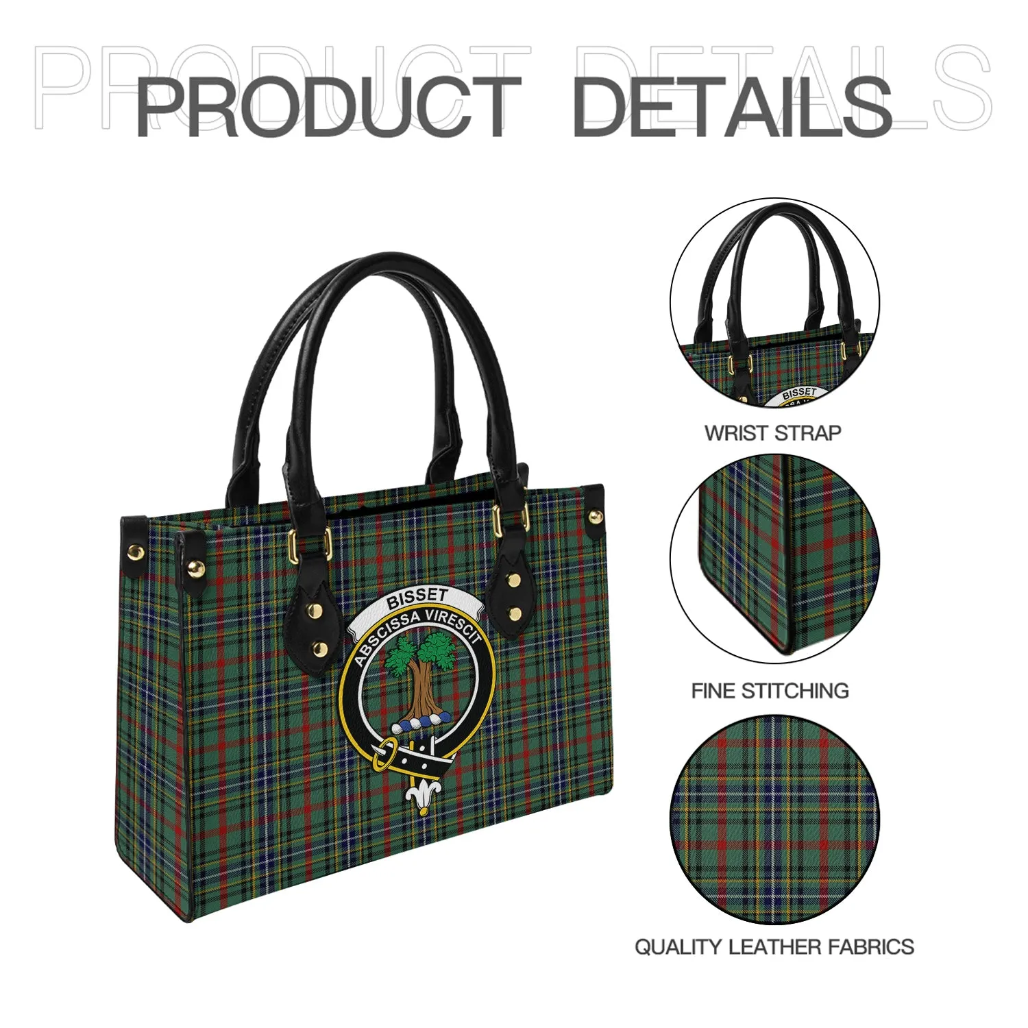 Bisset Tartan Leather Bag with Family Crest